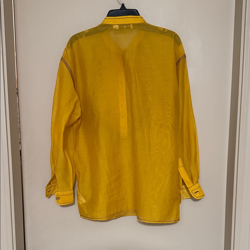 Tory Burch Mustard Yellow Ruffle Shirt - Picture 4 of 5